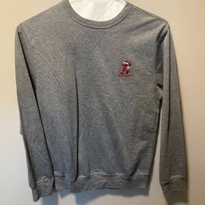 Disney Gray Crewneck Women's Crew Neck with Red Embroided Holiday Micky Mouse